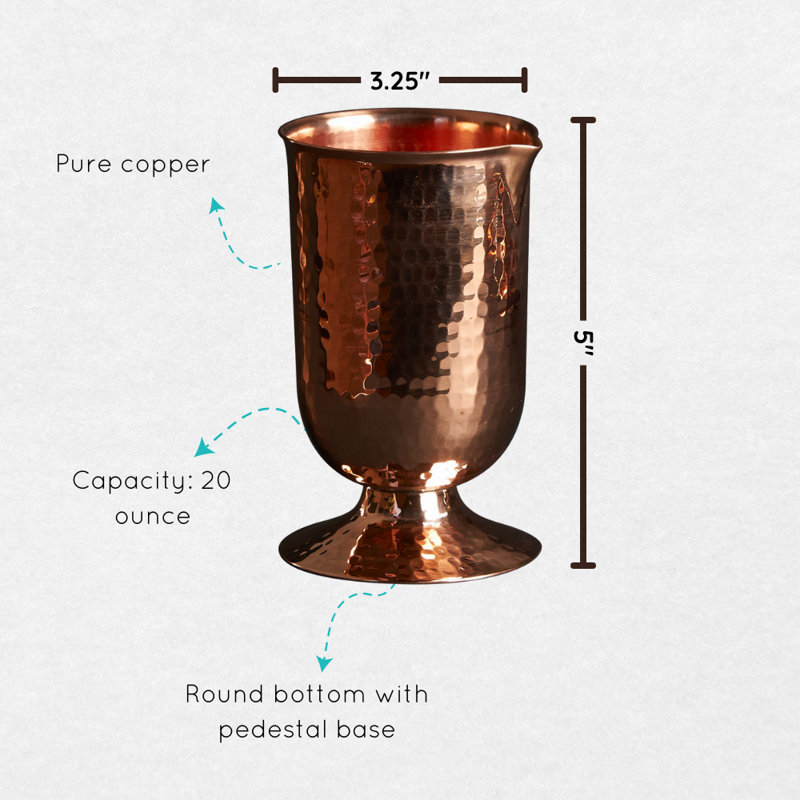 Copper Cocktail Glasses, Pedestal Base