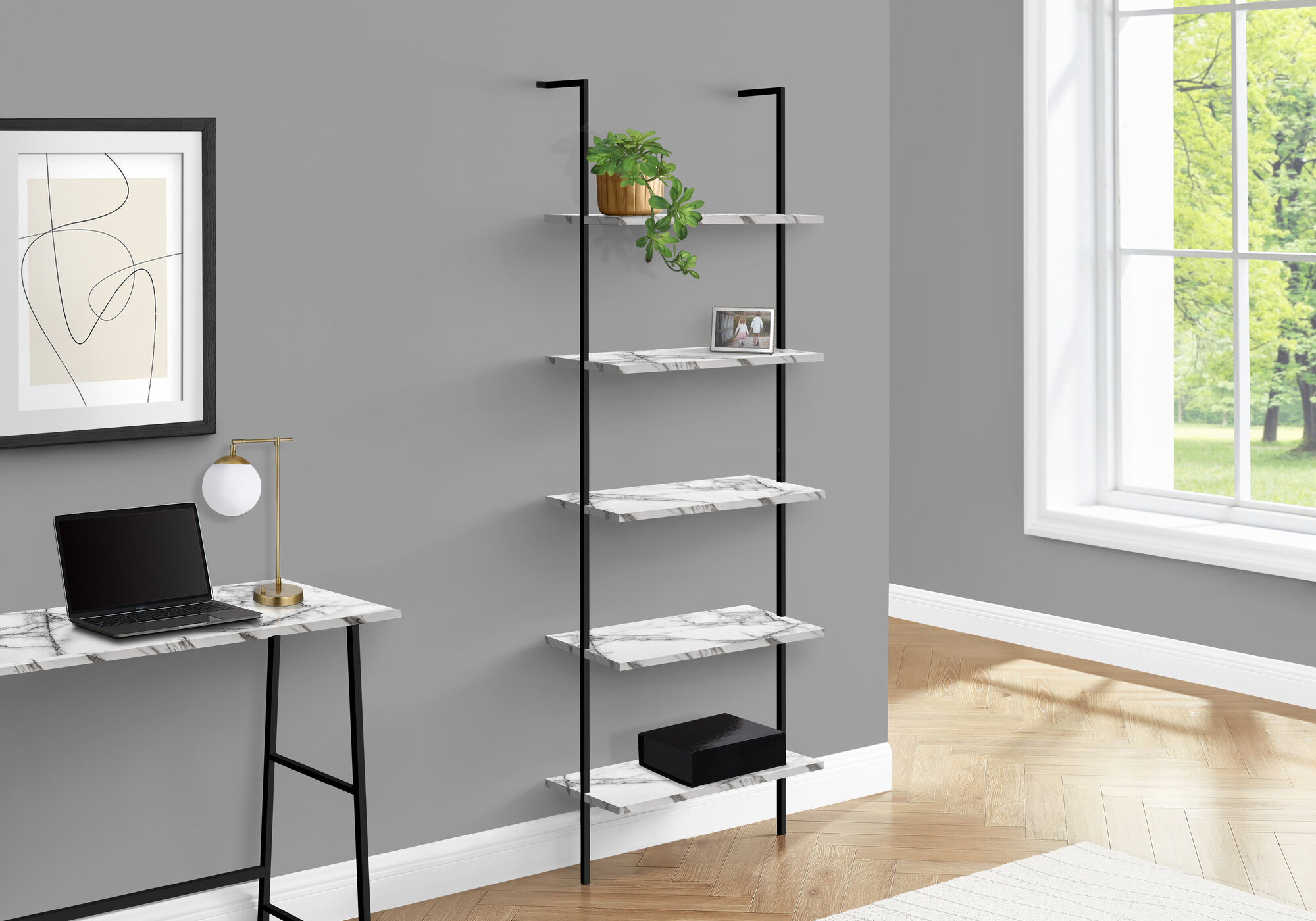 Mcombo 5 Tier Bookshelf Tall, Open Etagere Bookcase with Metal