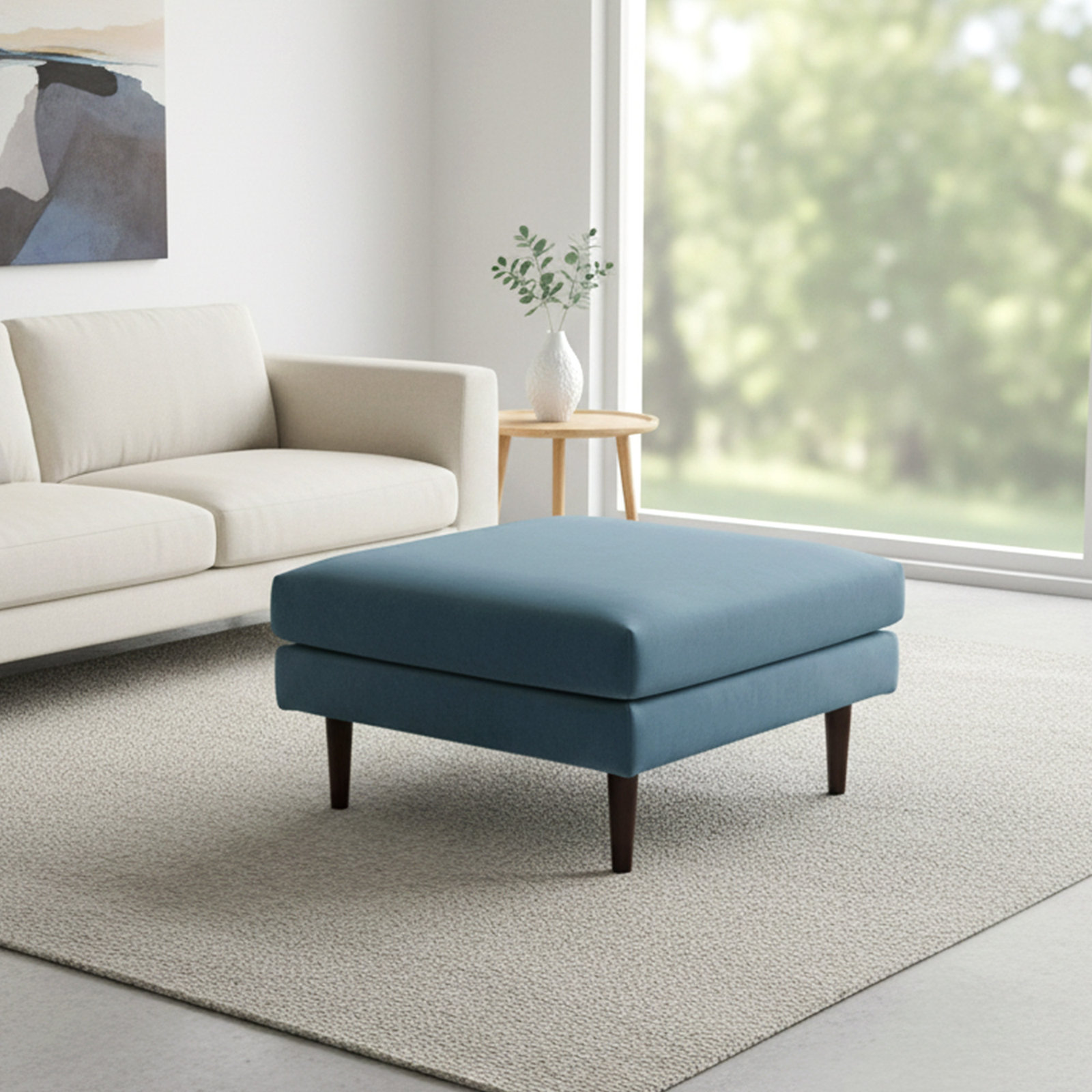 Miller 36" Upholstered Ottoman, Blue