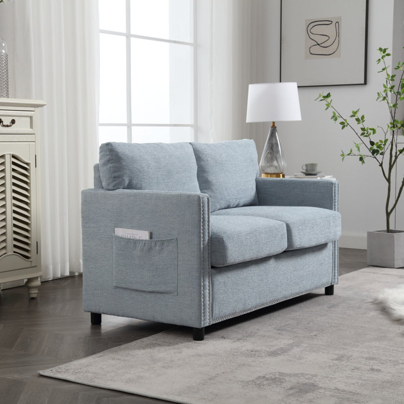 Canapé-lit 2 places en tissu chenille Modern, Bleu sarcelle