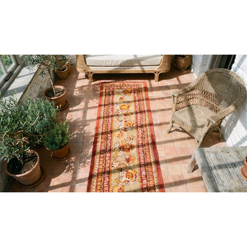 Light Color Casual Antique Indian Agra Wool Pile Hallway Runner Rug