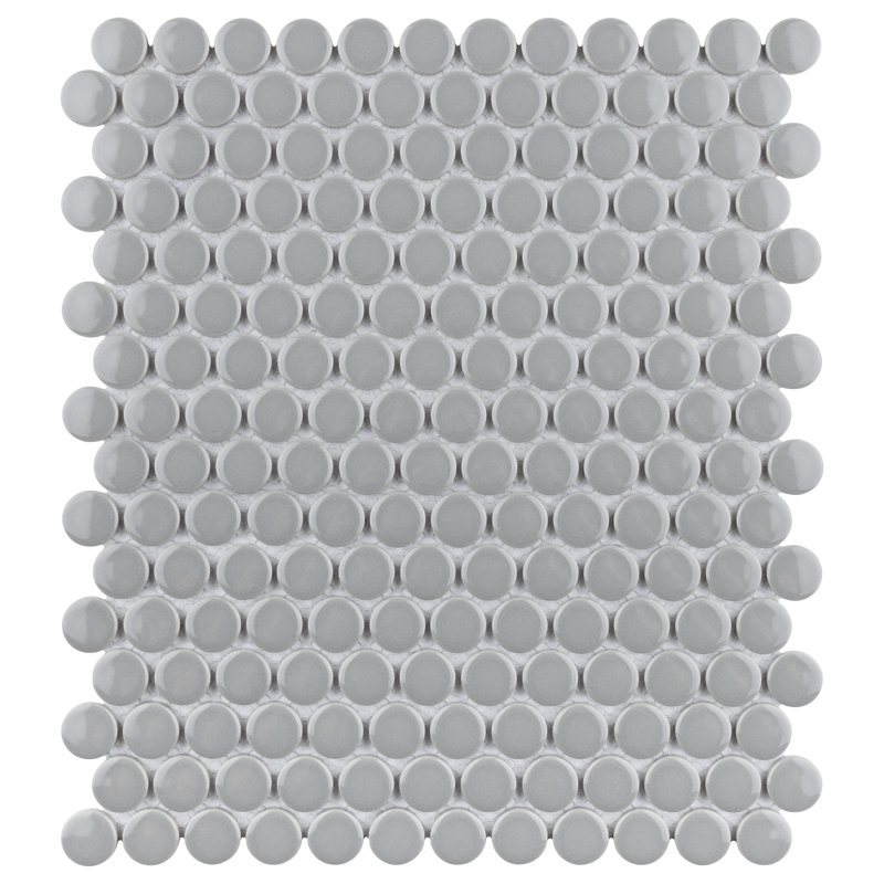Carreau de mosaïque de plancher et de mur en porcelaine brillante 9-3 / 4 "x 11-1 / 2" Metro Penny, Gris clair brillant