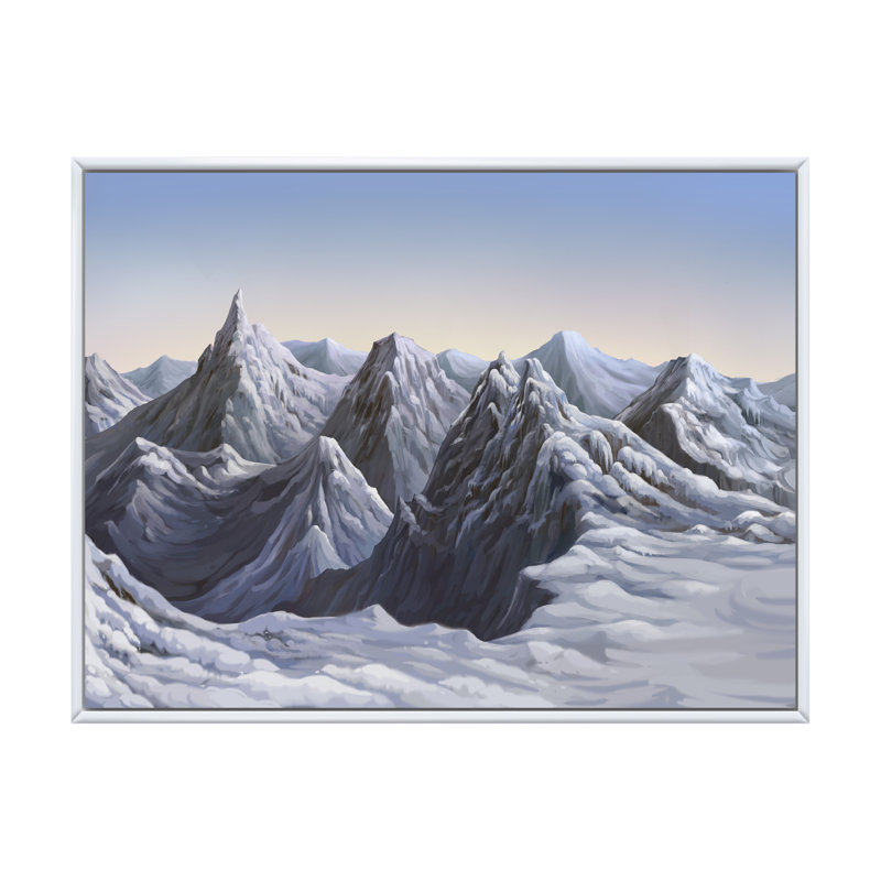 «White Winter Snow Mountain», peinture sur toile, H 8 po x l 12 po x P 1 po, Cadre flottant blanc