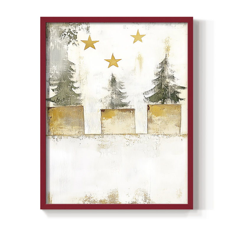 «Christmas Holiday», art encadré DCC-XXIX, bois massif, H 11 po x l 9 po, Rouge