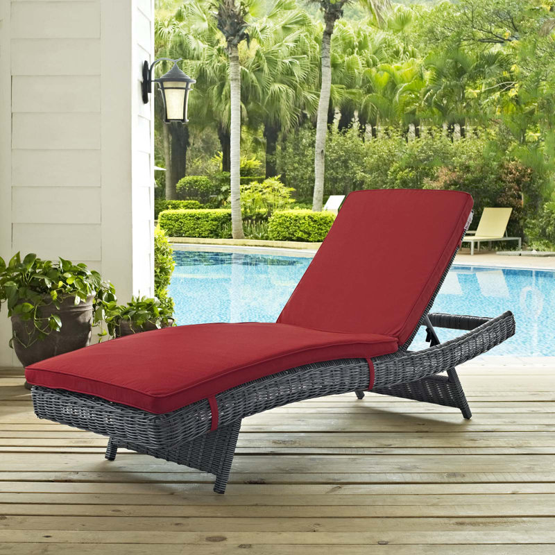 Invite Outdoor Patio Sunbrella Chaise by Modway, Canvas Jockey Red Sunbrella Canvas