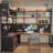 Solid Wood L-Shaped Desk Integrated with Bookcase and Bookshelf-1678190236