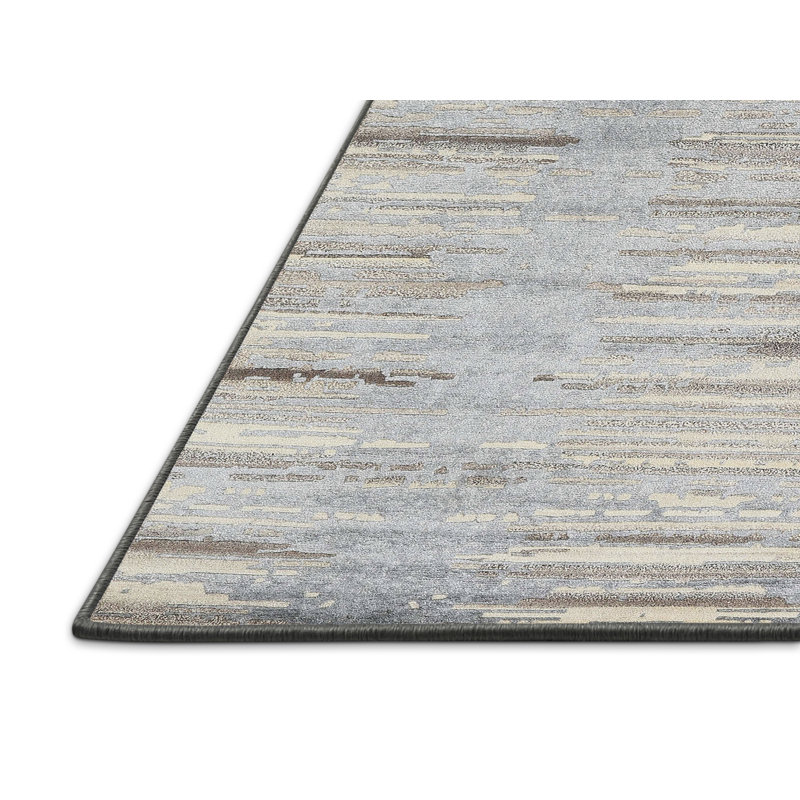 Tapis contemporain gris / beige, Rectangle 2 pi x 5 pi