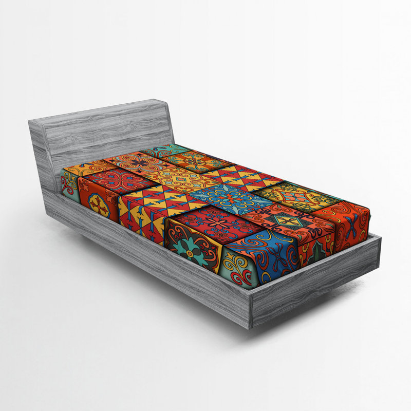 Talavera Microfiber Patchwork Fitted Sheet, Twin Fitted Sheet