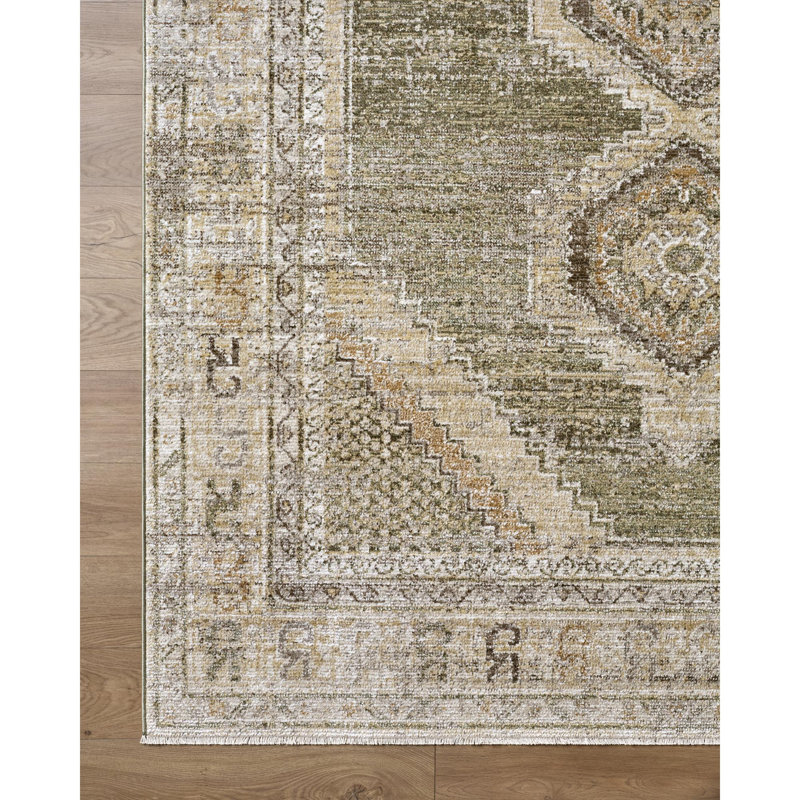 Moroccan Area Rug, Tan/Green/Brown/Ivory, Runner 2'6" x 7'3"