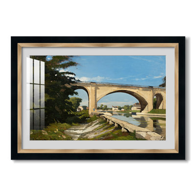 Le pont du canal de Briare, 1888 - Henri Harpignies - Estampe encadrée sur mesure