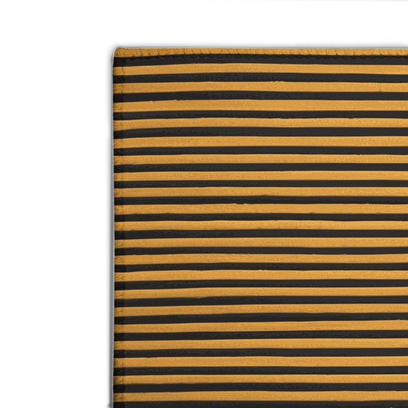 Tapis intérieur / extérieur brun HorizontalStripes, Rectangulaire 8 pi x 10 pi