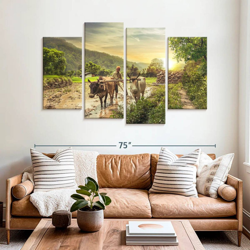 Brampt Farmer With Oxen, 42" H x 68" W