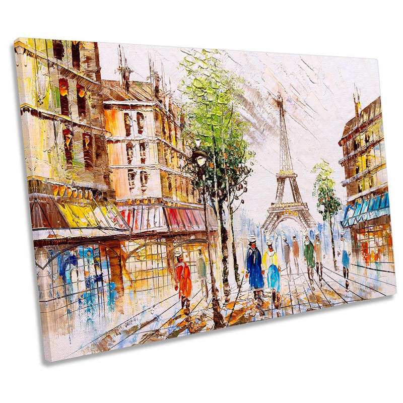 Paris City Eiffel Tower - Wrapped Canvas Print, 30.5cm H x 45.7cm W x 2cm D