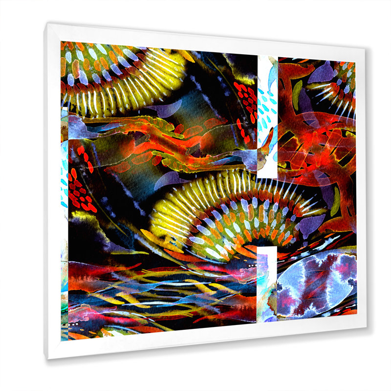 Motif de patchwork aquarelle sans soudure - peinture sur toile, Cadre photo blanc, H 16 po x l 16 po x P 1 po