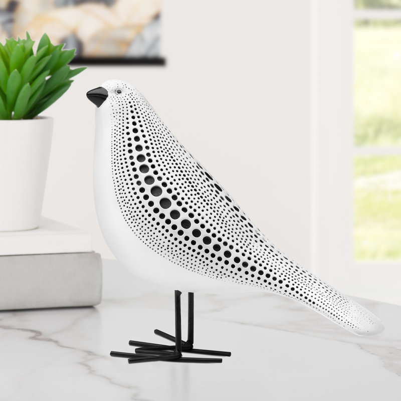 Blumofe Tabletop Resting Bird Statue, White