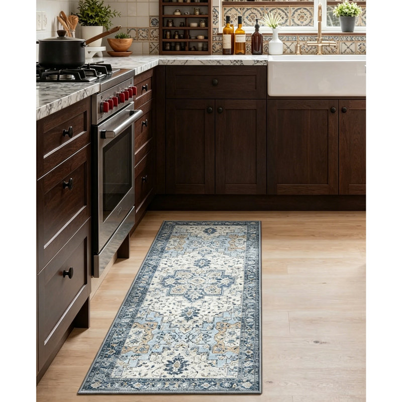 Tapis de sol antidérapant et lavable 2pk, Bleu