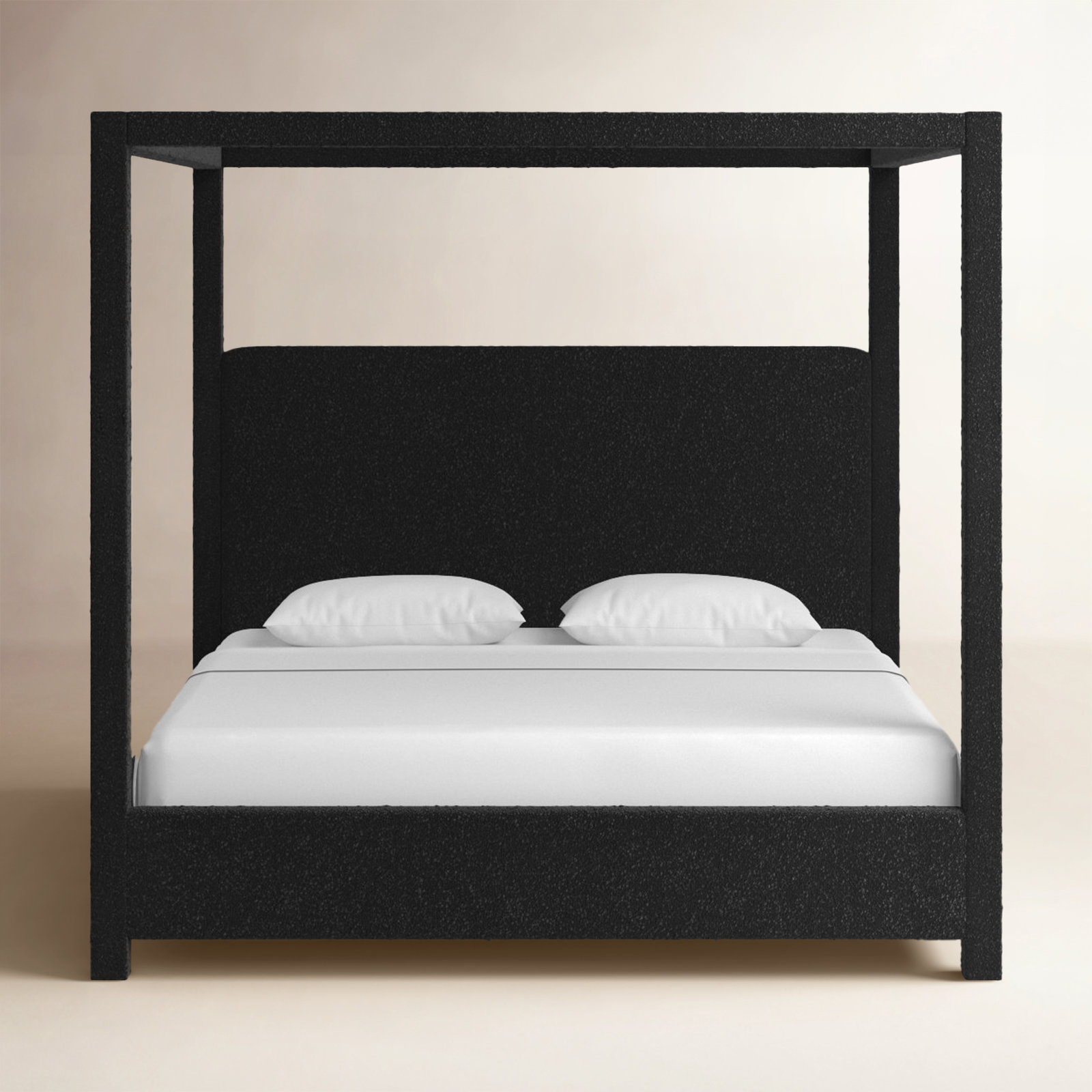 Eucalyptus Canopy Bed, King, Black Boucle Fabric