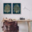 «Modern Sea Fan Composition Blue Gold Ocean Plant 2pc Gray Farmhouse Rustic Oversized-65641681-65641680