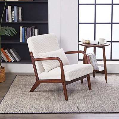 Chaise d'appoint de style moderne Mid-Century, chaises avec accoudoirs et structure en bois massif