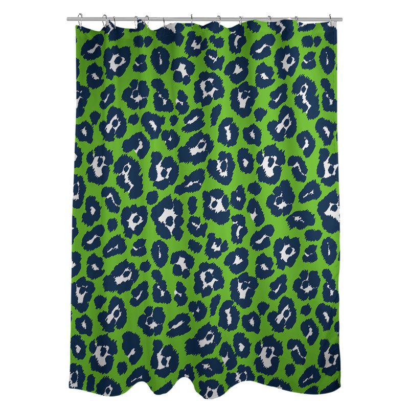 Animal Print Shower Curtain, Green/Black/White