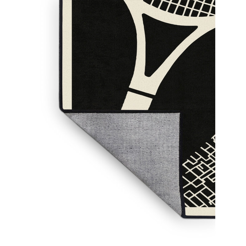 Tapis géométrique moderne lavable à la machine Rayan Racquetball, 4 x 6