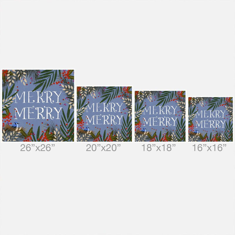 Coussin décoratif intérieur / extérieur Merry Merry Wreath, 16 po x 16 po
