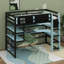 Lit mezzanine Gaming avec bureau et bandes lumineuses RVB, lit mezzanine en bois massif avec support de rangement latéral, multi-tablettes-1314719995-1314719993