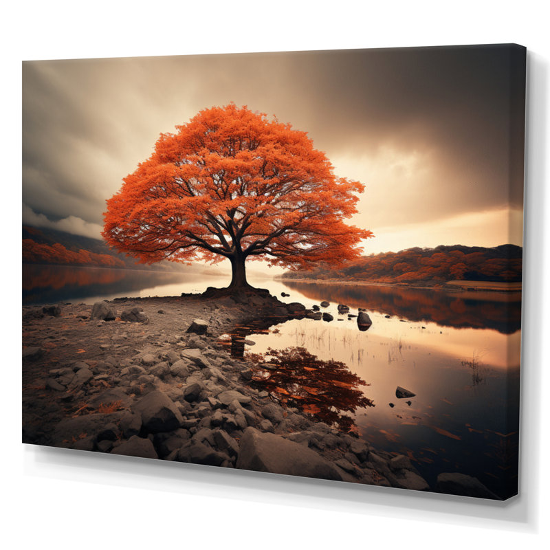 Coral Tree Autumn Whispers II - arbres, impressions sur toile, Toile tendue, H 12 po x l 20 po x P 1 po