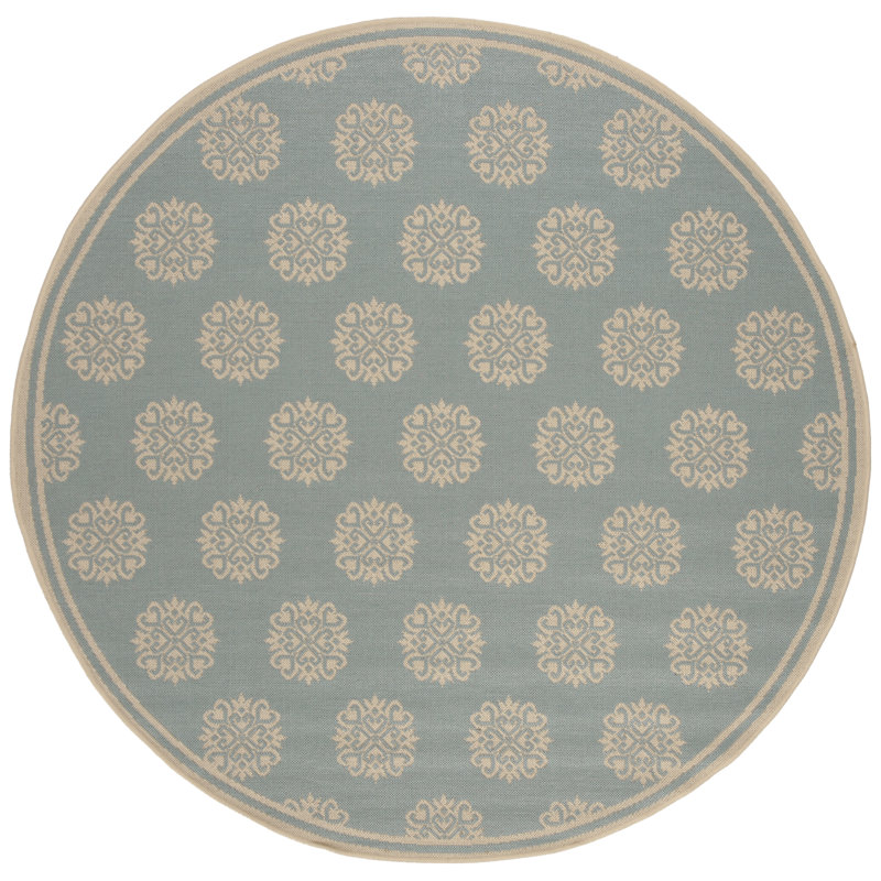 Frankee Performance Ikat Indoor/Outdoor Area Rug, Round 8'