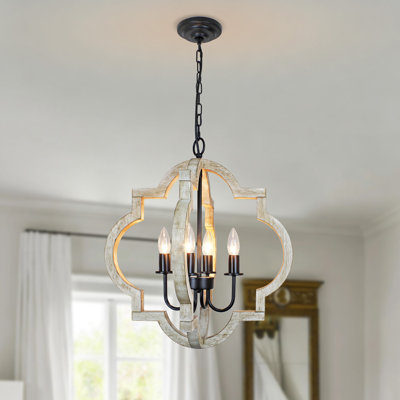 19.49” 4 - Light Candle Style Lantern Geometric Chandelier