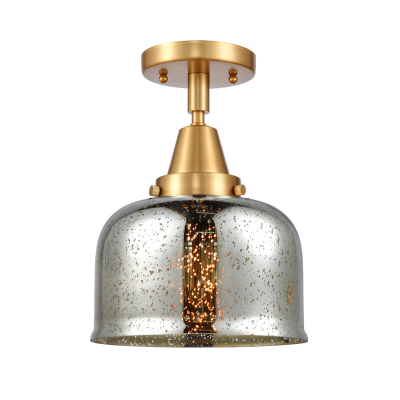 Plafonnier encastré en verre Amede, H 12,5 po x l 12 po x P 12 po, Plaqué couleur fumée, Or satiné