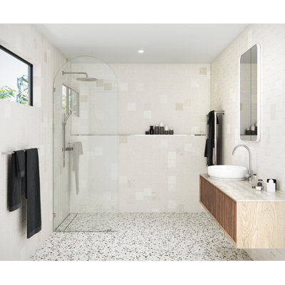 Venus 32 in. x 86.75 in. Fully Frameless Arched Single Fixed Shower Panel