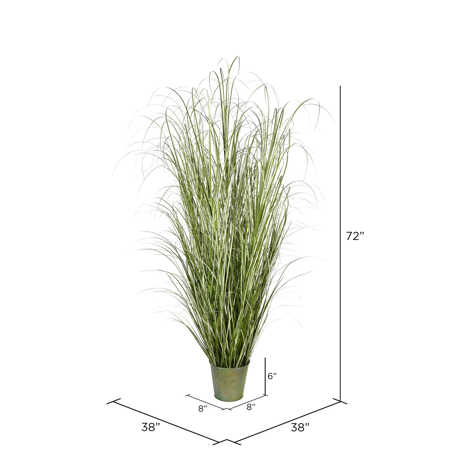 Grass Plant in Pot, 72" H x 38" W x 38" D