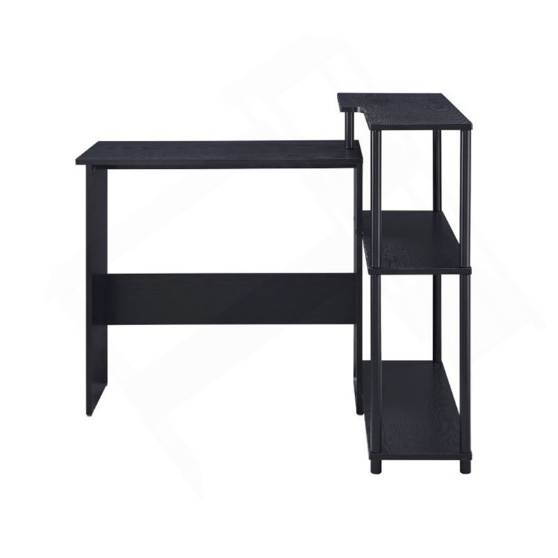 Bureau d'écriture rectangulaire avec tablette latérale, noir, Noir