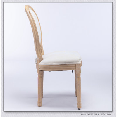 Furniture,French Style Solid Wood Frame Antique Painting Linen Fabric Back Dining Chair,Set of 2