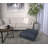Square Fabric Pouf Ottoman, Dark Blue