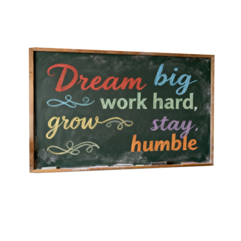 Texte et chiffres «Dream Big Work Hard Grow Stay Humble», H 12 po x l 18 po