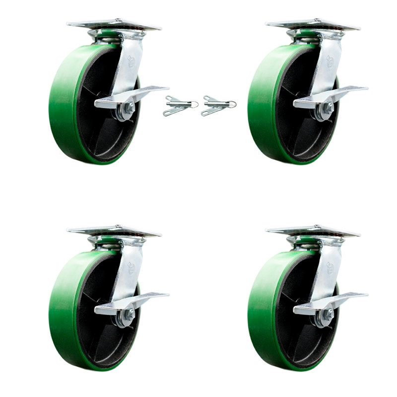4-Piece Polyurethane and Cast Iron Caster Set