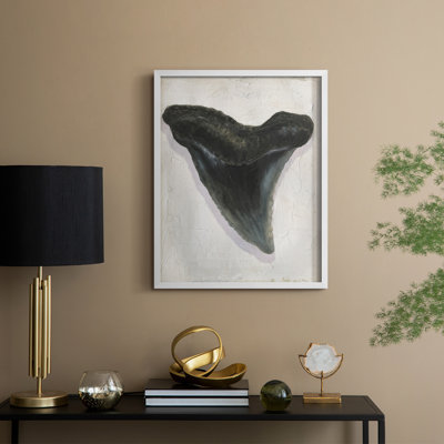 «Watercolor Sharks Tooth I», reproduction encadrée - bois massif