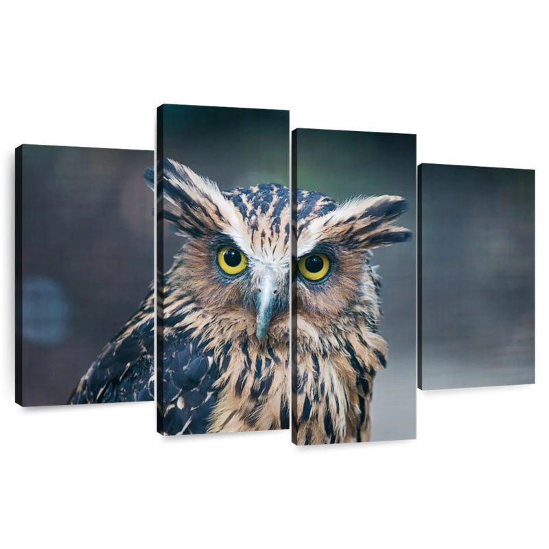 Brampt Staring Great Horned Owl, 22" H x 36" W