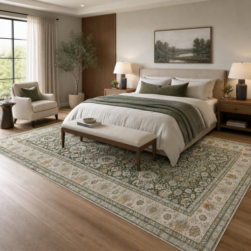 Oriental Machine Printed Area Rug, Rectangle 200.7cm × 274.3cm