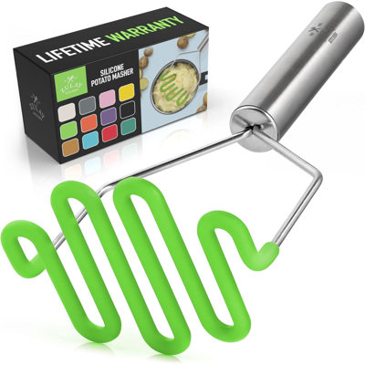 Zulay Kitchen Non-scratch Potato Masher Kitchen Tool - Durable Stainless Steel Wrapped In Premium Silicone Mashed Potatoes Masher