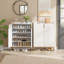 Armoire à chaussures 29,52 pouces blanc et or avec portes-150208236