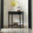 Black Solid wood Half-circle Console Table-307332519