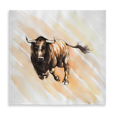 Bull Running Watercolor Tablecloth | Man Cave Home Decor