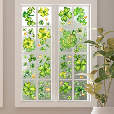 Décoration murale fenêtre avec feuille verte