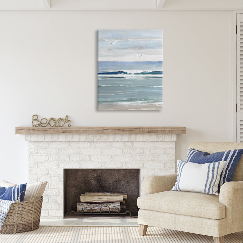 «Rolling Waves And Seagulls» par Sally Swatland, H 40 po x l 30 po x P 1,5 po