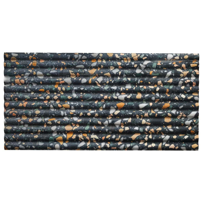 Terrazzo Italy Fluted 12x24 Honed Terrazzo Tile, Cava Nott Black