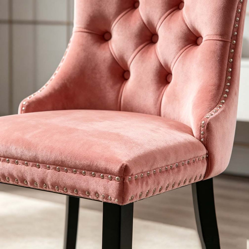 Chaise rembourrée en bois massif, Pink