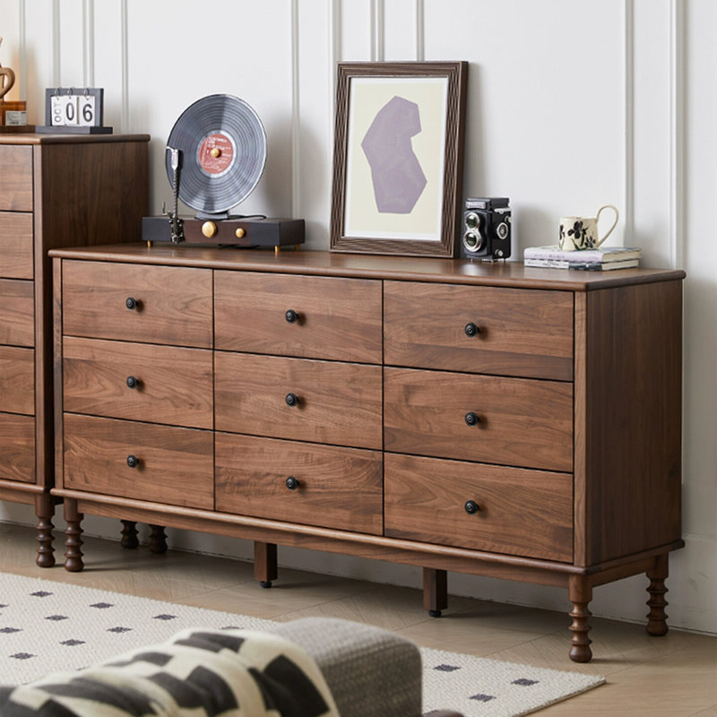 Buffet décoratif brun en bois massif
